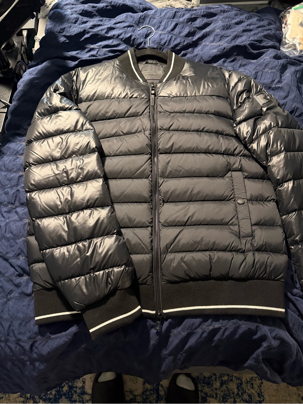 RUDSAK Black Quilted Puffer Bomber Jacket